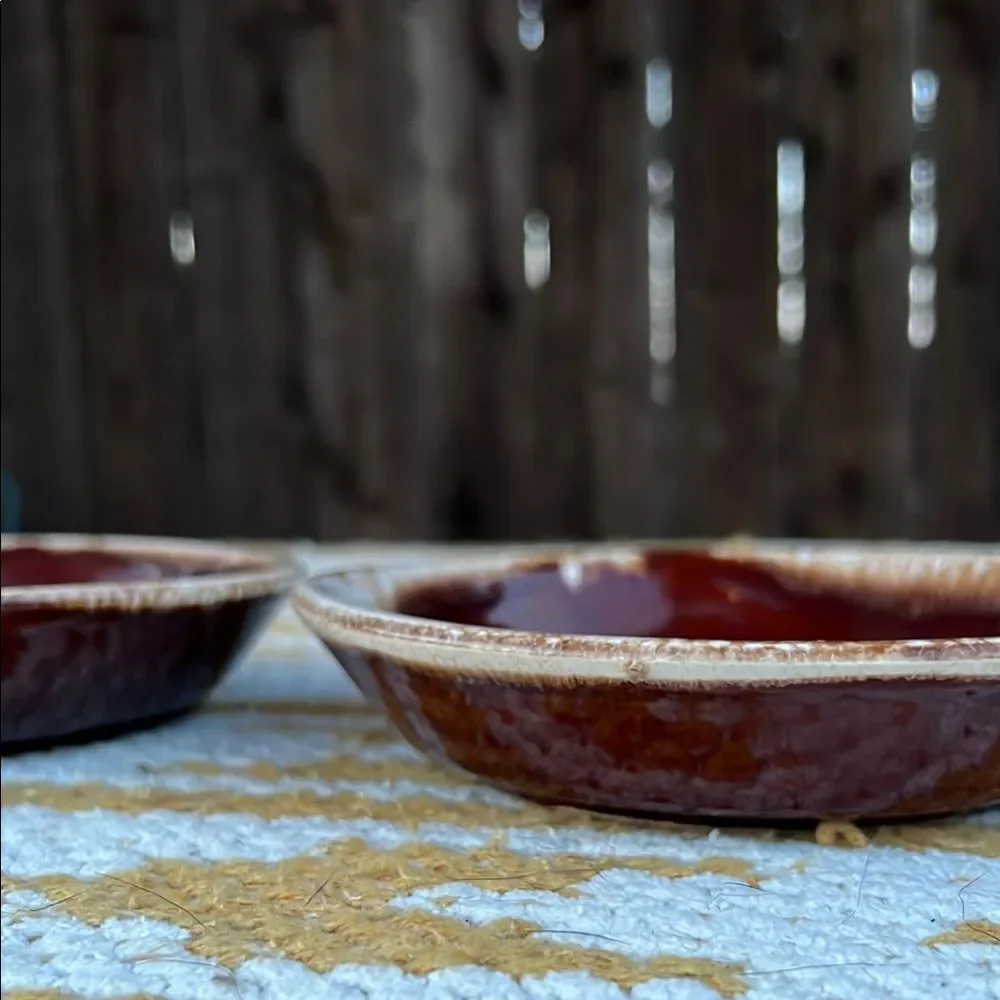 Vintage McCoy Brown Drip Glaze Plates Set of 2 6.5